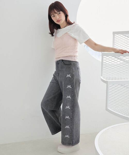 MAJESTIC LEGON（マジェスティックレゴン）の「キャミセットビーズリボンカーデ（アンサンブル・レディース・ブラック/アイボリー/レッド/ピンク/ブルー・MEDIUM）」の17枚目の写真