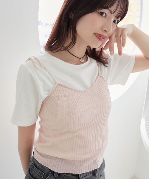 MAJESTIC LEGON（マジェスティックレゴン）の「キャミセットビーズリボンカーデ（アンサンブル・レディース・ブラック/アイボリー/レッド/ピンク/ブルー・MEDIUM）」の18枚目の写真