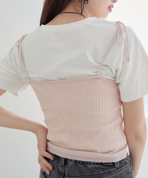 MAJESTIC LEGON（マジェスティックレゴン）の「キャミセットビーズリボンカーデ（アンサンブル・レディース・ブラック/アイボリー/レッド/ピンク/ブルー・MEDIUM）」の19枚目の写真