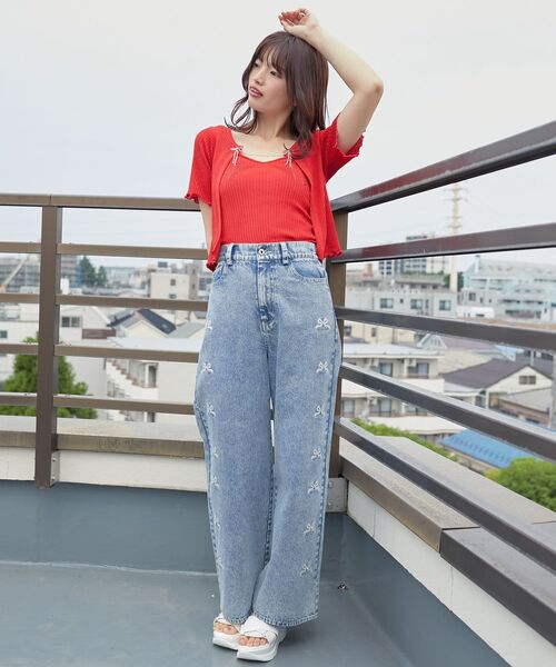 MAJESTIC LEGON（マジェスティックレゴン）の「キャミセットビーズリボンカーデ（アンサンブル・レディース・ブラック/アイボリー/レッド/ピンク/ブルー・MEDIUM）」の20枚目の写真