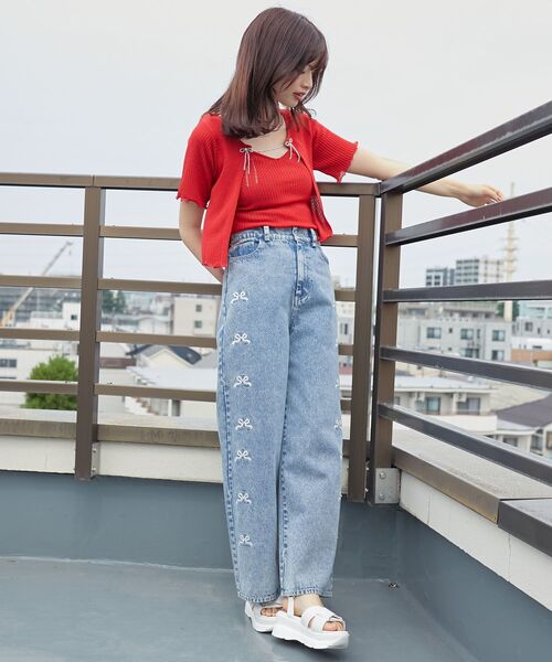 MAJESTIC LEGON（マジェスティックレゴン）の「キャミセットビーズリボンカーデ（アンサンブル・レディース・ブラック/アイボリー/レッド/ピンク/ブルー・MEDIUM）」の21枚目の写真