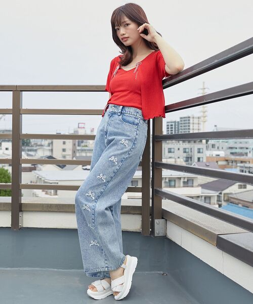 MAJESTIC LEGON（マジェスティックレゴン）の「キャミセットビーズリボンカーデ（アンサンブル・レディース・ブラック/アイボリー/レッド/ピンク/ブルー・MEDIUM）」の22枚目の写真