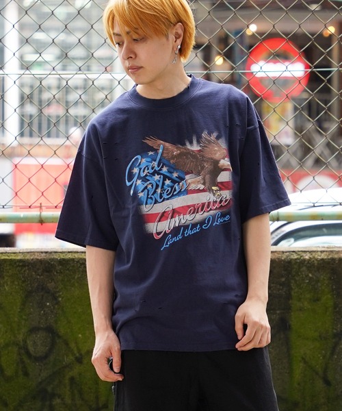 1111clothing(ワンフォークロージング)の「【unisex】ダメージ バイオウォッシュ加工 Tシャツ / オーバーサイズ クルーネック Tシャツ(Tシャツ/カットソー・メンズ・ホワイト系1/ホワイト系3/グレー系2/グレー系3/ネイビー系1/ネイビー系2・M/L)」の5枚目の写真