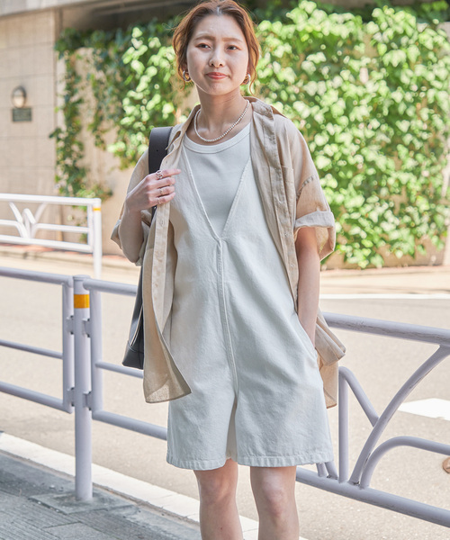 Spick & Span(スピックアンドスパン)の「デニムショートコンビネゾン(サロペット/オーバーオール・レディース・ブルー/ホワイト・38/36)」の7枚目の写真