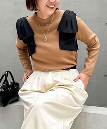 NOLLEY’S | <飯豊まりえさん着用>《手洗い可能》布帛リボン付きプルオーバーニット(ニット/セーター)