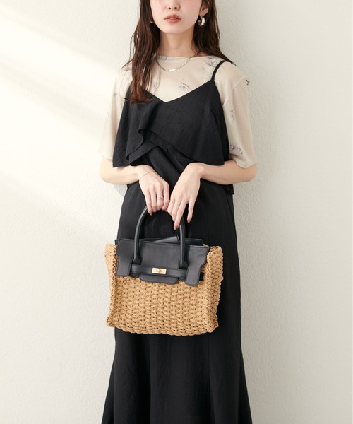 natural couture（ナチュラルクチュール）の「綿麻シアーWフリルキャミワンピース（ワンピース・レディース・チャコールグレー/ブラック/ライトベージュ/レンガ・LARGE/MEDIUM）」の8枚目の写真