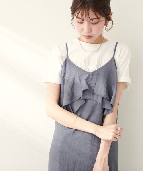 natural couture（ナチュラルクチュール）の「綿麻シアーWフリルキャミワンピース（ワンピース・レディース・チャコールグレー/ブラック/ライトベージュ/レンガ・LARGE/MEDIUM）」の16枚目の写真