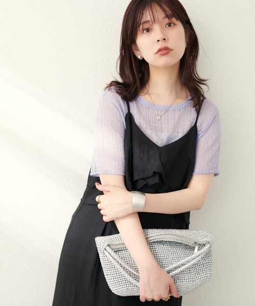 natural couture（ナチュラルクチュール）の「綿麻シアーWフリルキャミワンピース（ワンピース・レディース・チャコールグレー/ブラック/ライトベージュ/レンガ・LARGE/MEDIUM）」の13枚目の写真