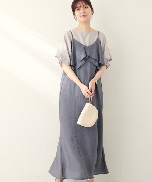 natural couture（ナチュラルクチュール）の「綿麻シアーWフリルキャミワンピース（ワンピース・レディース・チャコールグレー/ブラック/ライトベージュ/レンガ・LARGE/MEDIUM）」の20枚目の写真