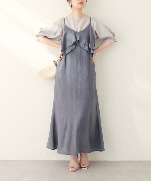 natural couture（ナチュラルクチュール）の「綿麻シアーWフリルキャミワンピース（ワンピース・レディース・チャコールグレー/ブラック/ライトベージュ/レンガ・LARGE/MEDIUM）」の19枚目の写真