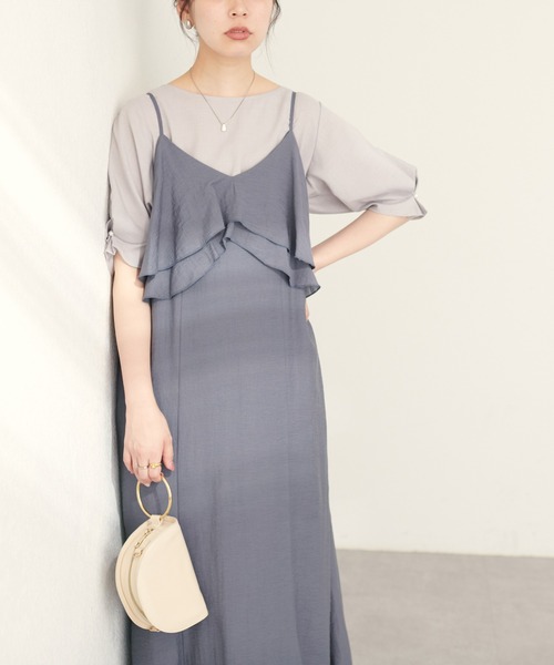 natural couture（ナチュラルクチュール）の「綿麻シアーWフリルキャミワンピース（ワンピース・レディース・チャコールグレー/ブラック/ライトベージュ/レンガ・LARGE/MEDIUM）」の21枚目の写真