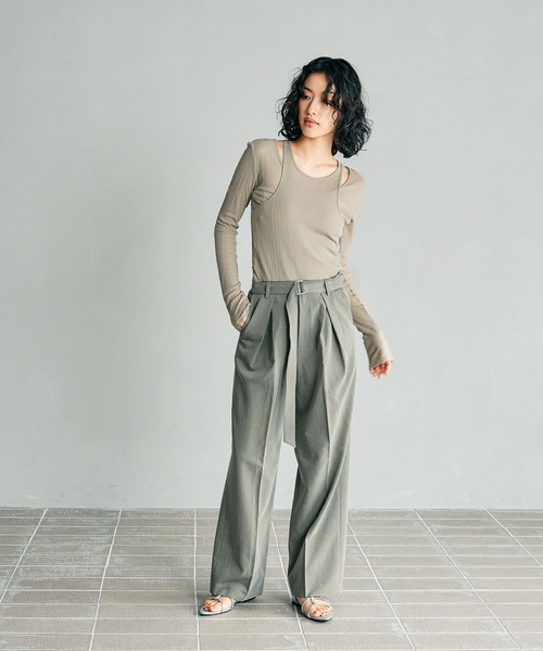 LEPSIM（レプシィム）の「【FOR I SERIES】2Pリブシアープルオーバー《2点セット》　138653（Tシャツ/カットソー・レディース・ライトカーキ/ブラック/オフホワイト・FREE）」の22枚目の写真