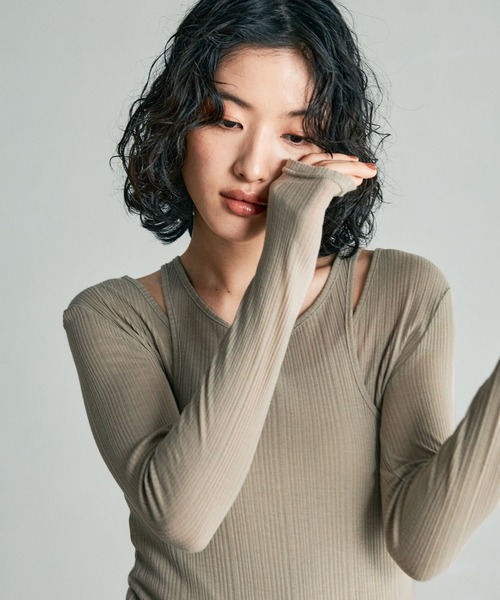 LEPSIM（レプシィム）の「【FOR I SERIES】2Pリブシアープルオーバー《2点セット》　138653（Tシャツ/カットソー・レディース・ライトカーキ/ブラック/オフホワイト・FREE）」の18枚目の写真