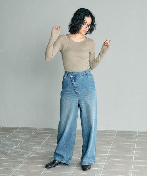 LEPSIM（レプシィム）の「【FOR I SERIES】2Pリブシアープルオーバー《2点セット》　138653（Tシャツ/カットソー・レディース・ライトカーキ/ブラック/オフホワイト・FREE）」の19枚目の写真