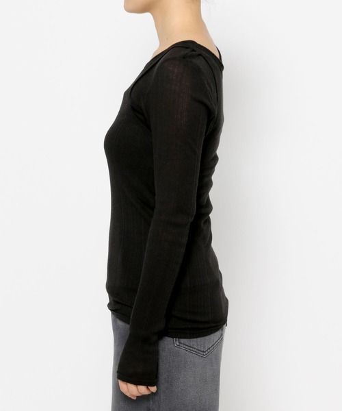 LEPSIM（レプシィム）の「【FOR I SERIES】2Pリブシアープルオーバー《2点セット》　138653（Tシャツ/カットソー・レディース・ライトカーキ/ブラック/オフホワイト・FREE）」の13枚目の写真