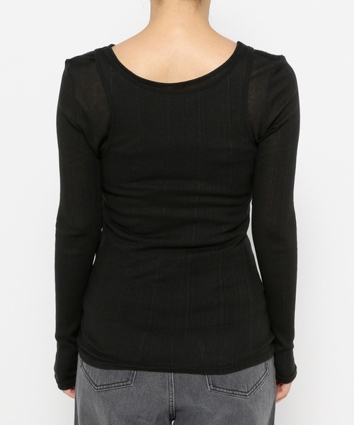 LEPSIM（レプシィム）の「【FOR I SERIES】2Pリブシアープルオーバー《2点セット》　138653（Tシャツ/カットソー・レディース・ライトカーキ/ブラック/オフホワイト・FREE）」の14枚目の写真