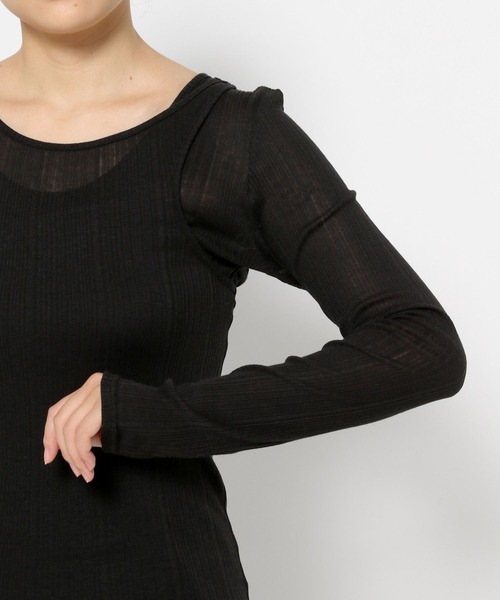 LEPSIM（レプシィム）の「【FOR I SERIES】2Pリブシアープルオーバー《2点セット》　138653（Tシャツ/カットソー・レディース・ライトカーキ/ブラック/オフホワイト・FREE）」の4枚目の写真