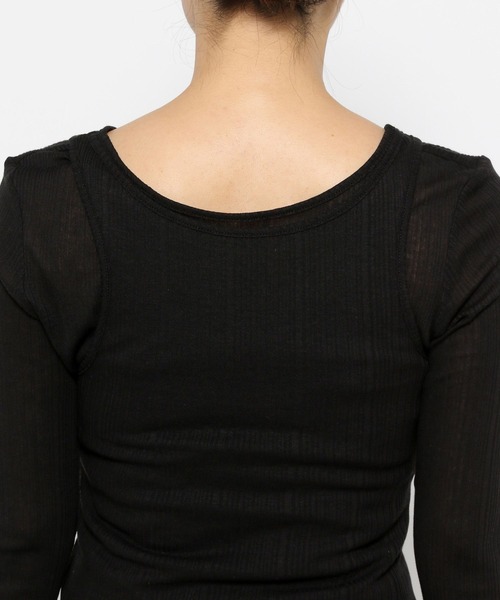 LEPSIM（レプシィム）の「【FOR I SERIES】2Pリブシアープルオーバー《2点セット》　138653（Tシャツ/カットソー・レディース・ライトカーキ/ブラック/オフホワイト・FREE）」の6枚目の写真