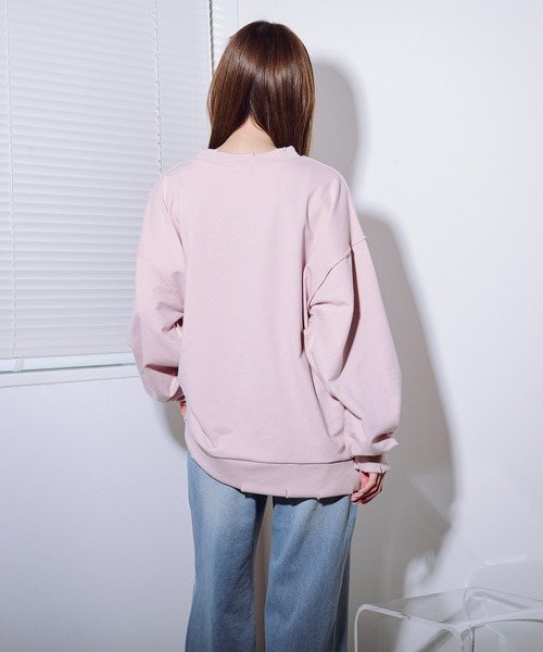 favclo.(ファブクロ)の「damage ribbon sweat / ダメージリボンスウェット(スウェット・レディース・オフホワイト/ライトグレー/ピンク・FREE)」の12枚目の写真