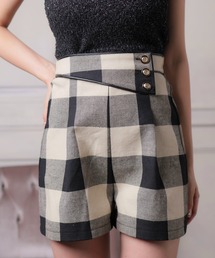 ラップボタンフレアショートパンツ