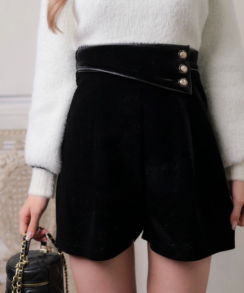 LIPSERVICE（リップサービス）の「ラップボタンフレアショートパンツ（その他パンツ・レディース・ブラック/その他1/ホワイト・M/S）」の3枚目の写真