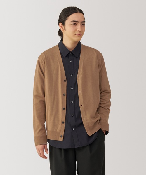 紳士 洗えるウールハイゲージVネックカーディガン（カーディガン