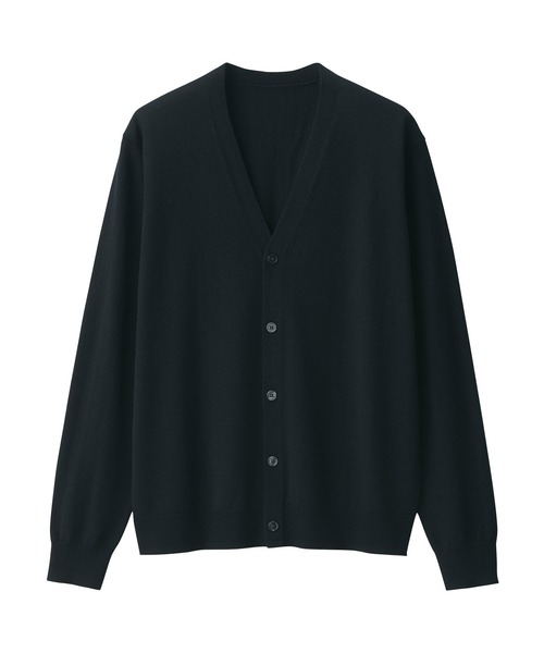 無印良品（ムジルシリョウヒン）の「紳士　洗えるウールハイゲージＶネックカーディガン（カーディガン/ボレロ・メンズ・ブラック/ダークネイビー/キャメル/ブルー・XL/L/M/S）」の9枚目の写真