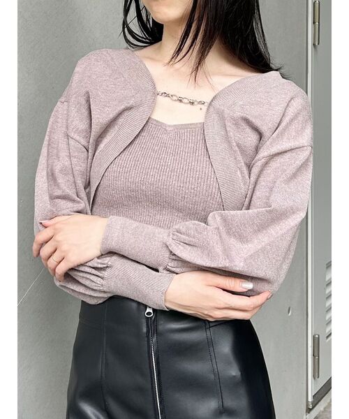 MURUA（ムルーア）の「ボレロカーデ×キャミSET（カーディガン/ボレロ・レディース・ベージュ/ホワイト/グレー・FREE）」の3枚目の写真