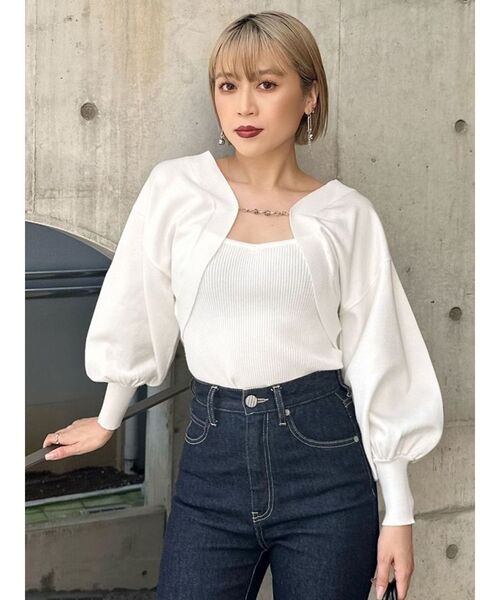 MURUA（ムルーア）の「ボレロカーデ×キャミSET（カーディガン/ボレロ・レディース・ベージュ/ホワイト/グレー・FREE）」の6枚目の写真