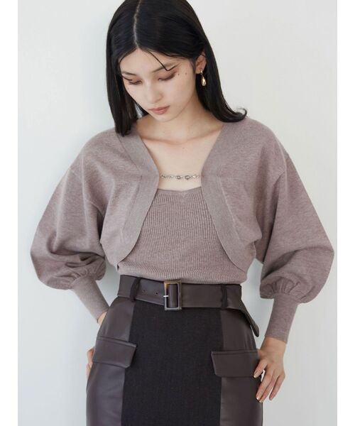 MURUA（ムルーア）の「ボレロカーデ×キャミSET（カーディガン/ボレロ・レディース・ベージュ/ホワイト/グレー・FREE）」の8枚目の写真