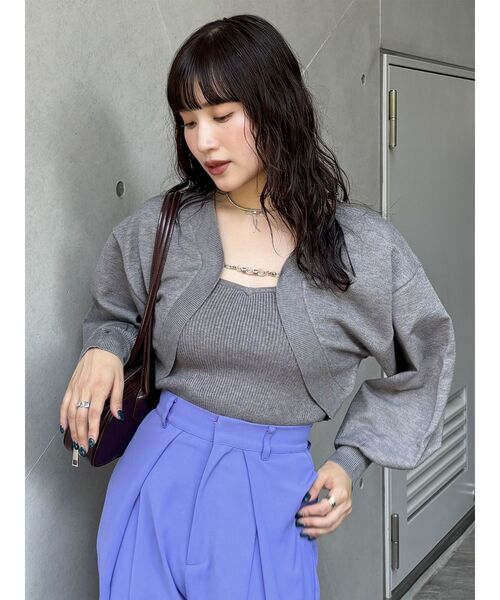 MURUA（ムルーア）の「ボレロカーデ×キャミSET（カーディガン/ボレロ・レディース・ベージュ/ホワイト/グレー・FREE）」の18枚目の写真