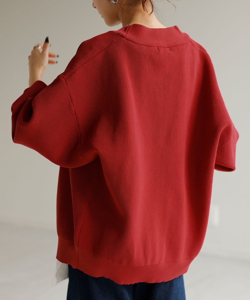 ワッフル×スポンジニットカーディガン（カーディガン/ボレロ）｜HUG.U