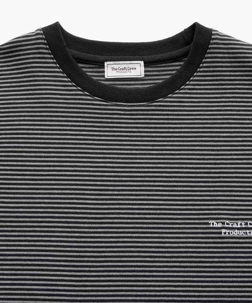 THE CRAFT CREW PRODUCTS（ザクラフトクループロダクツ）の「ドロスト ファンクショナルファブリック ビッグシルエット ボーダーTシャツ【THE CRAFT CREW PRODUCTS】（Tシャツ/カットソー・メンズ・ブラック/ダークブラウン/ホワイト/ダークネイビー/ダークオリーブ・M/L/S）」の6枚目の写真