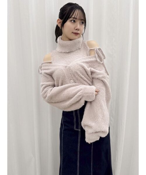 dazzlin（ダズリン）の「コンパクトミニシャギーカーディガン（カーディガン/ボレロ・レディース・オフホワイト/ライトグレー/ピンク/イエロー/モカ・FREE）」の19枚目の写真