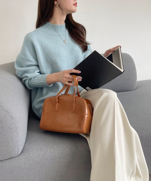 Eclat one(エクラワン)の「【Eclat one】ぷちハイネック ヤクライク ベーシック オーバーサイズ ニット(ニット/セーター・レディース・チャコール/レッド/サックスブルー/ブラック・FREE)」の21枚目の写真