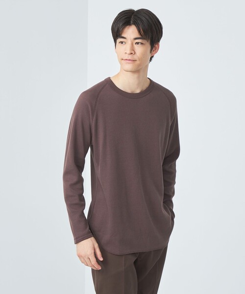 green label relaxing（グリーンレーベルリラクシング）の「ドライワッフル クルーネック Tシャツ -吸水速乾-（Tシャツ/カットソー・メンズ・ホワイト/ブラウン/ブラック/グレー・XXL/XS/S/M/L/XL）」の4枚目の写真
