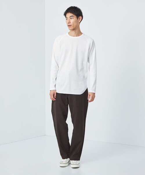 green label relaxing（グリーンレーベルリラクシング）の「ドライワッフル クルーネック Tシャツ -吸水速乾-（Tシャツ/カットソー・メンズ・ホワイト/ブラウン/ブラック/グレー・XXL/XS/S/M/L/XL）」の6枚目の写真