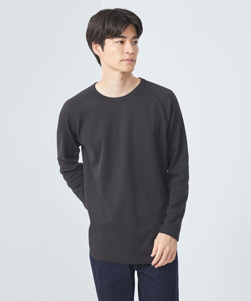 green label relaxing（グリーンレーベルリラクシング）の「ドライワッフル クルーネック Tシャツ -吸水速乾-（Tシャツ/カットソー・メンズ・ホワイト/ブラウン/ブラック/グレー・XXL/XS/S/M/L/XL）」の7枚目の写真