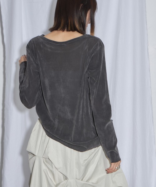 leimn（レイムン）の「シアーベロアトップス（Tシャツ/カットソー・レディース・ホワイト/チャコールグレー・M）」の20枚目の写真