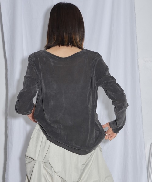 leimn（レイムン）の「シアーベロアトップス（Tシャツ/カットソー・レディース・ホワイト/チャコールグレー・M）」の16枚目の写真