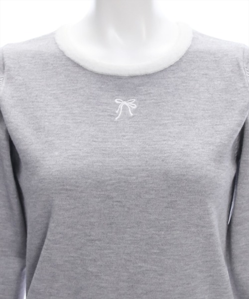 clear（クリア）の「フェザーリボン刺繍ニットトップス [バレエコア カジュアル ガーリー 着回し抜群]≪2024AW≫（ニット/セーター・レディース・アイボリー/グレー/ブラック・F）」の13枚目の写真