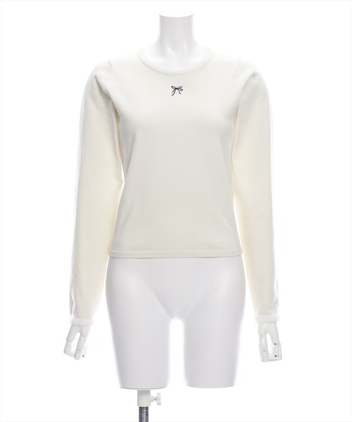 clear（クリア）の「フェザーリボン刺繍ニットトップス [バレエコア カジュアル ガーリー 着回し抜群]≪2024AW≫（ニット/セーター・レディース・アイボリー/グレー/ブラック・F）」の17枚目の写真