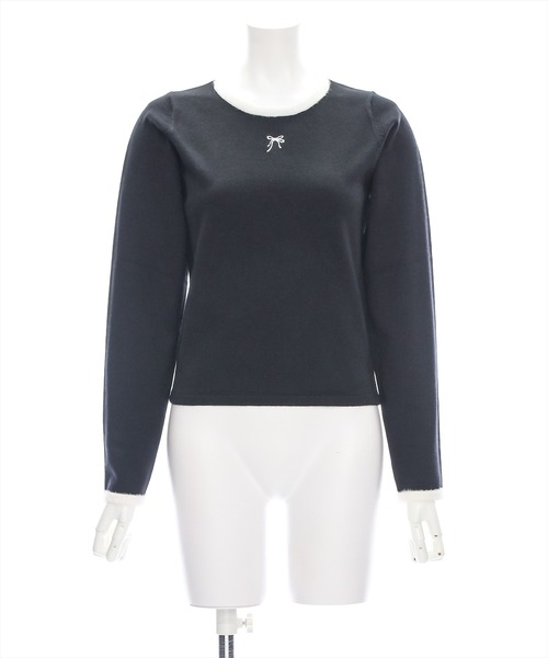 clear（クリア）の「フェザーリボン刺繍ニットトップス [バレエコア カジュアル ガーリー 着回し抜群]≪2024AW≫（ニット/セーター・レディース・アイボリー/グレー/ブラック・F）」の18枚目の写真