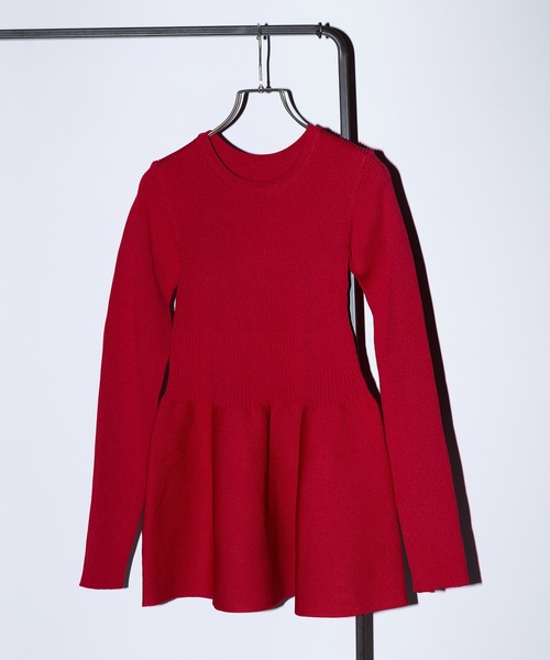 MAISON BREEZE reveur（メゾンブリーズレヴール）の「【MAISON BREEZE reveur】Tunic peplum rib knit tops（ニット/セーター・レディース・オフホワイト/ブラック/レッド・FREE）」の11枚目の写真