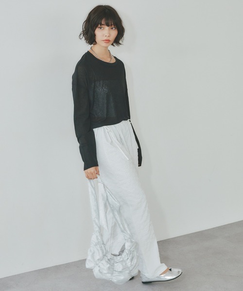 BARRETTA(バレッタ)の「フラワージャガードワイドパンツ(その他パンツ・レディース・ホワイト/ブラック・FREE)」の9枚目の写真