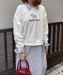 clear | ゼブラロゴプリント普通丈スウェットトップス [ゆったりシルエット]≪2024AW新作≫(スウェット)