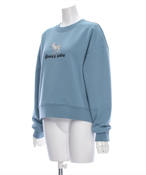 clear（クリア）の「ゼブラロゴプリント普通丈スウェットトップス [大人 カジュアル 着回し力抜群]≪再入荷≫（スウェット・レディース・ブルーグレー/オフホワイト/チャコールグレー・F）」の5枚目の写真