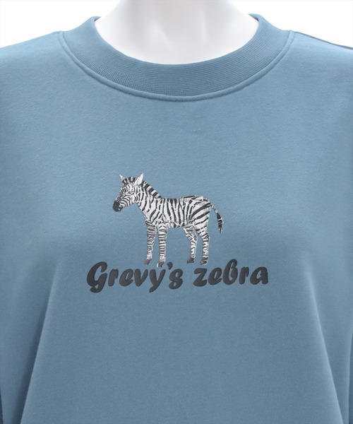 clear（クリア）の「ゼブラロゴプリント普通丈スウェットトップス [大人 カジュアル 着回し力抜群]≪再入荷≫（スウェット・レディース・ブルーグレー/オフホワイト/チャコールグレー・F）」の9枚目の写真