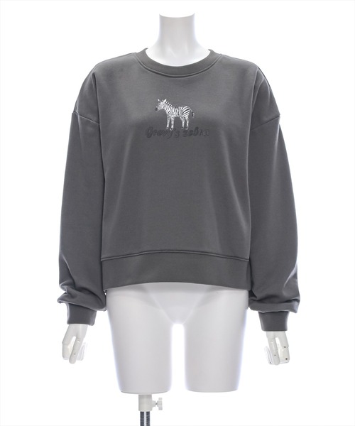clear（クリア）の「ゼブラロゴプリント普通丈スウェットトップス [大人 カジュアル 着回し力抜群]≪再入荷≫（スウェット・レディース・ブルーグレー/オフホワイト/チャコールグレー・F）」の12枚目の写真