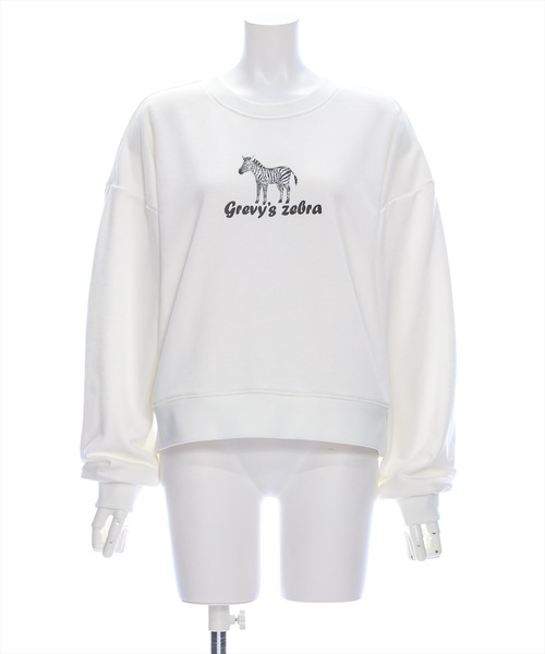 clear（クリア）の「ゼブラロゴプリント普通丈スウェットトップス [大人 カジュアル 着回し力抜群]≪再入荷≫（スウェット・レディース・ブルーグレー/オフホワイト/チャコールグレー・F）」の15枚目の写真